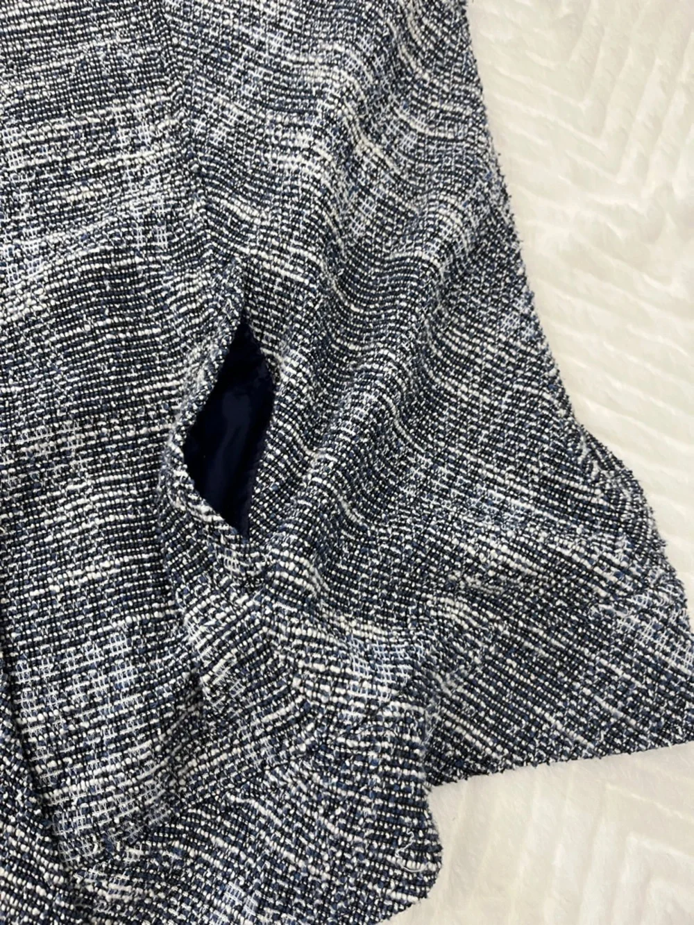 Liverpool Tweed Boucle Motorcycle‎ Blazer Jacket Navy white xl